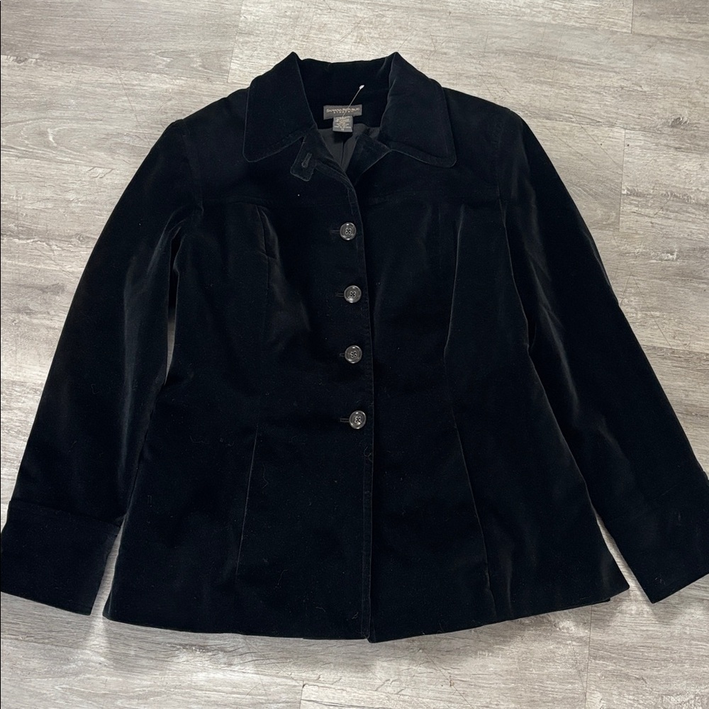 Banana Republic- crushed velvet blazer- size 10- Black holiday party classic - Picture 2 of 8